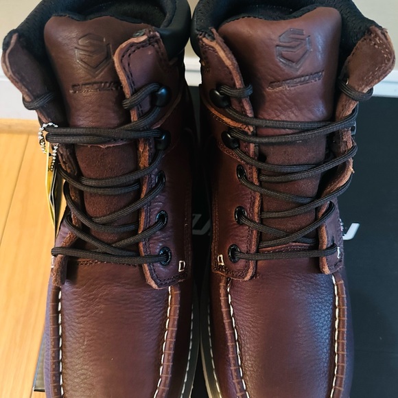 Sureway Men's Leather Boots Sz10 Waterproof Slip Resistant Oil Resistant Brown - Picture 6 of 12
